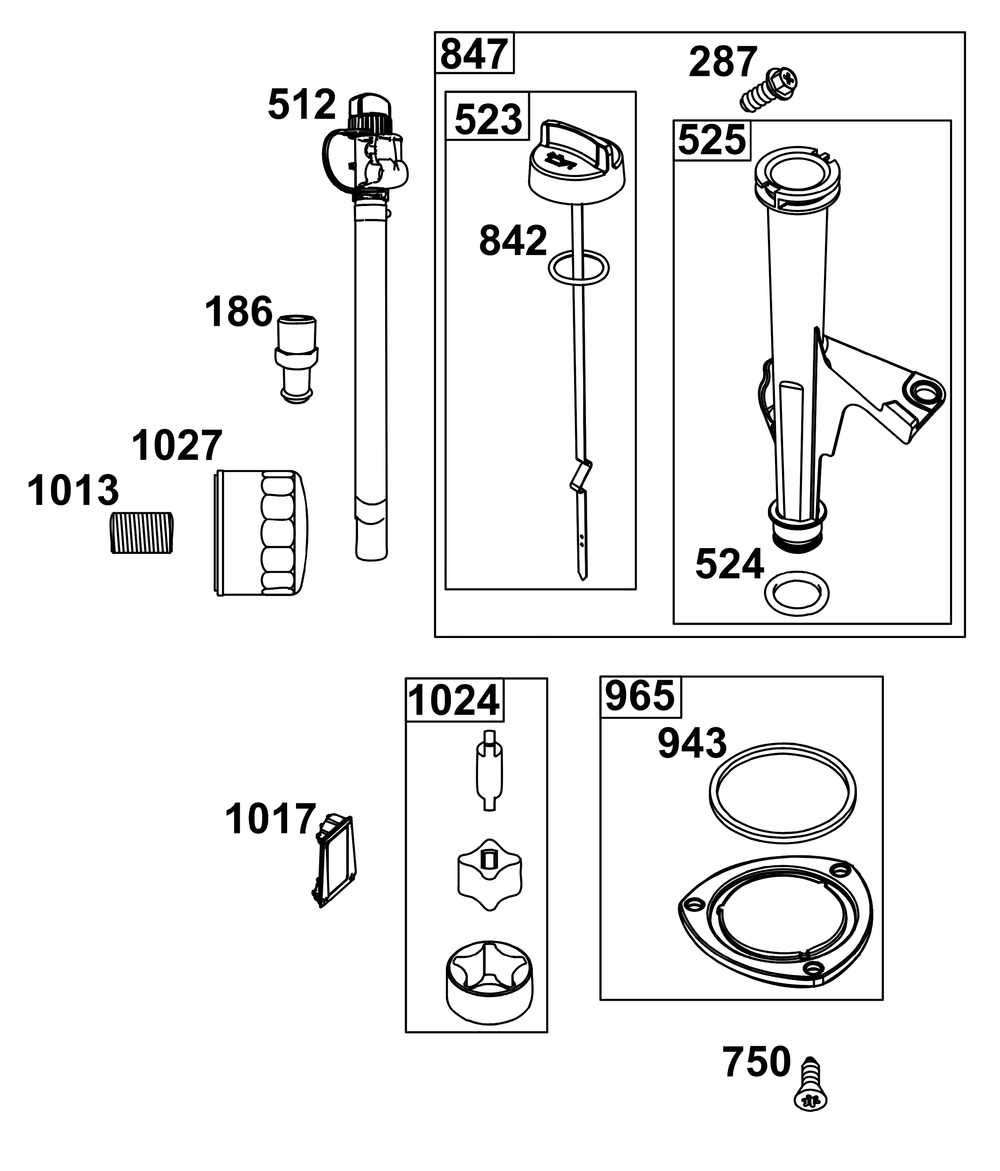 Lubrication Group Diagram and Parts List for 44N677-0076-G1 400000 - 699999 Briggs and Stratton Engine